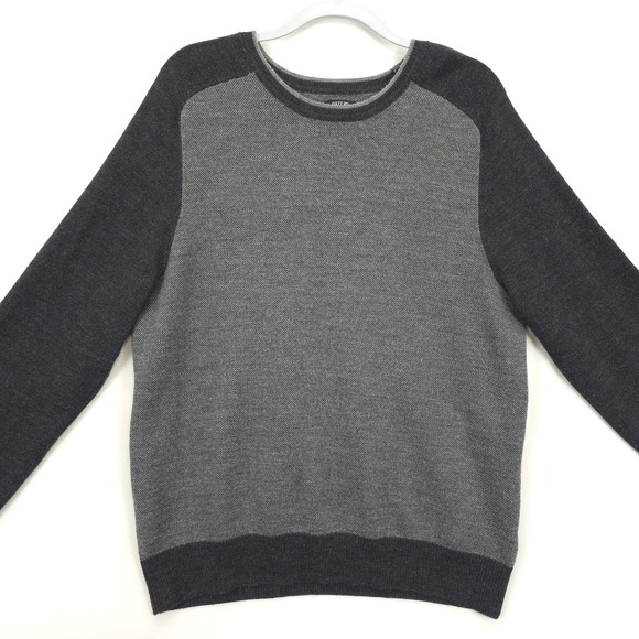 Apt. 9 Other - APT.9 Sweater Men XL Gray Crew Neck Colorblock Merino Wool Blend Pullover Knit